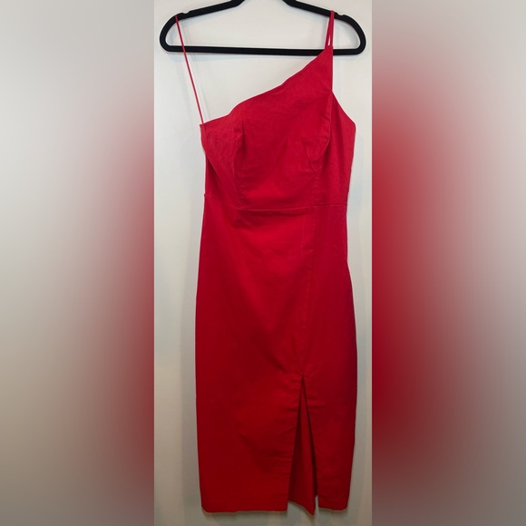 NWT By Anthropologie One-Shoulder Slim Midi Dress in Red Size Medium - Picture 4 of 15